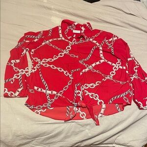 Susan Graver Red Chain Pattern Blouse